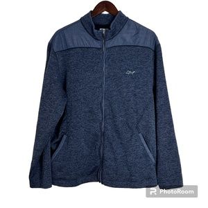 Greg Norman Blue Full zip Sweater Jacket Polyester Nylon Trim Mens Size Large